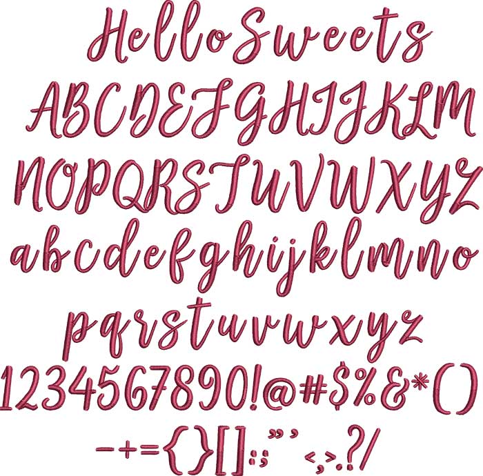 HelloSweets | Embroidery Legacy Hello Sweets BX embroidery font