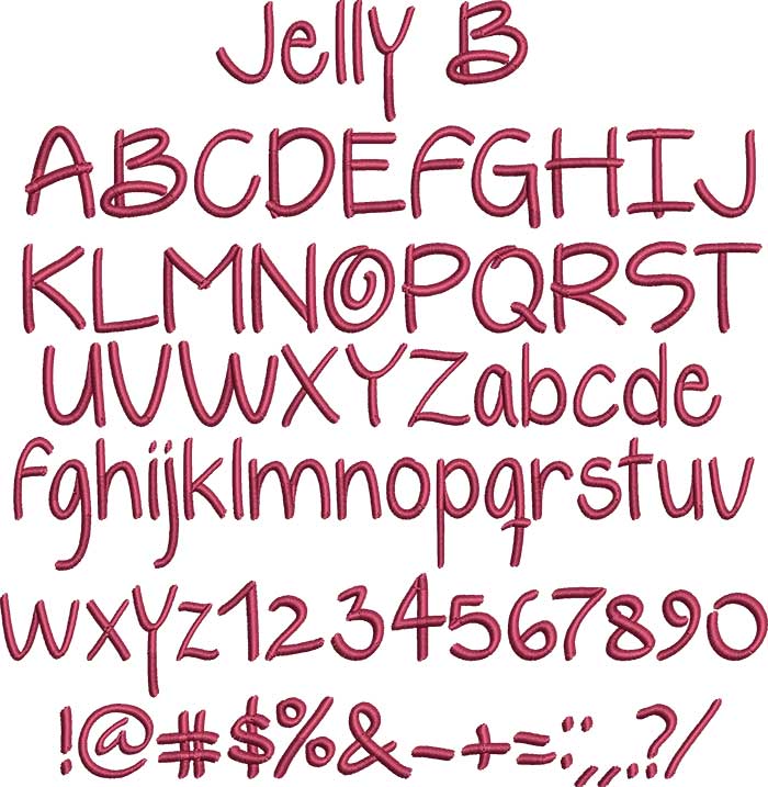 JellyB | Embroidery Legacy Jelly B Bx Embroidery Font