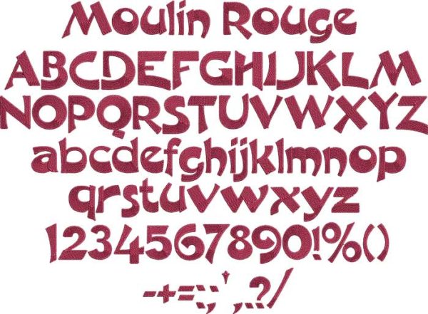 BX Embroidery Font: Moulin Rouge | Legacy