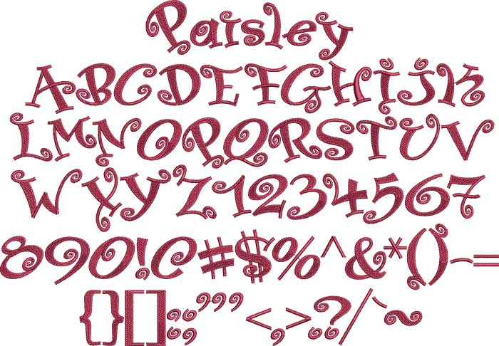 Paisley | Embroidery Legacy Paisley BX embroidery font