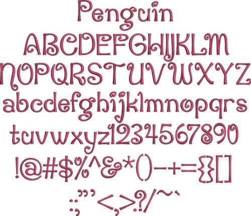 Penguin Attack BX embroidery font