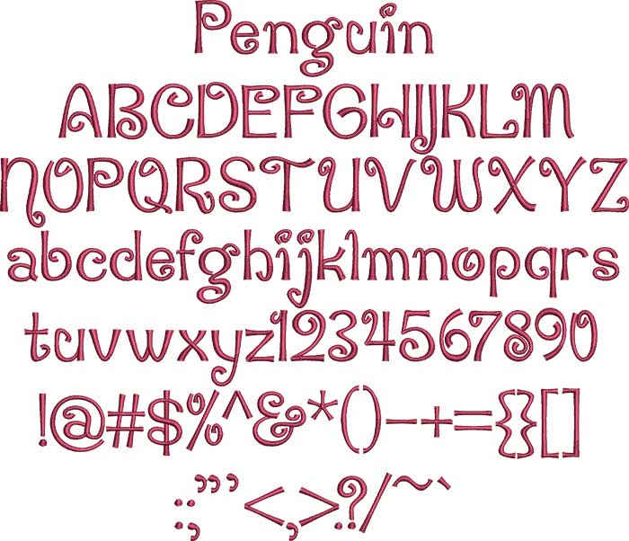 Penguin | Embroidery Legacy Penguin Attack BX embroidery font