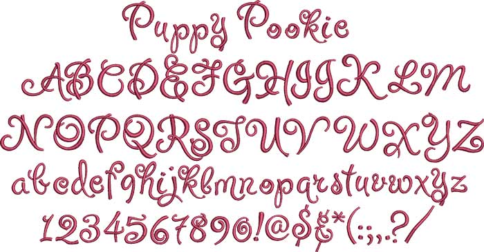 PuppyPookie | Embroidery Legacy Puppy Pookie BX embroidery font