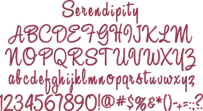 Serendipity | Embroidery Legacy Serendipity BX embroidery font