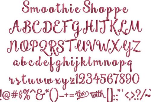 Smoothie Shoppe BX embroidery font