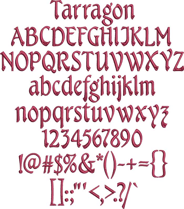 Tarragon | Embroidery Legacy Tarragon BX embroidery font
