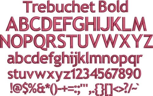 Trebuchet Bold BX embroidery font