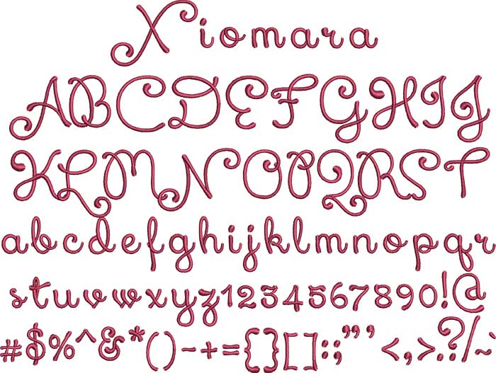 Xiomara BX embroidery font | Embroidery Legacy Xiomara BX embroidery font