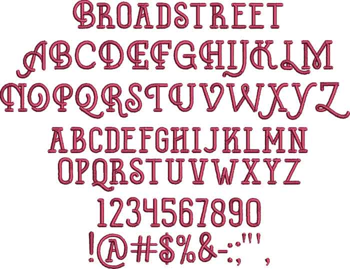 Broadstreet | Embroidery Legacy Broadstreet BX embroidery font