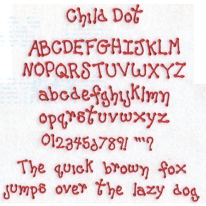 ChildDot | Embroidery Legacy Child Dot BX Native Font