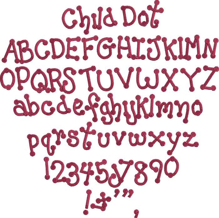 ChildDot | Embroidery Legacy Child Dot BX embroidery font