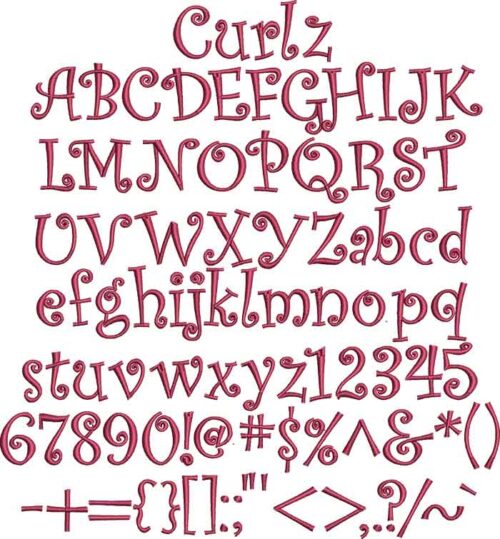 Curlz BX embroidery font
