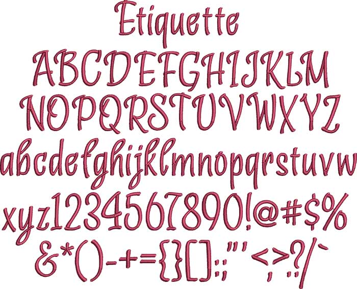 Etiquette | Embroidery Legacy Etiquette BX embroidery font