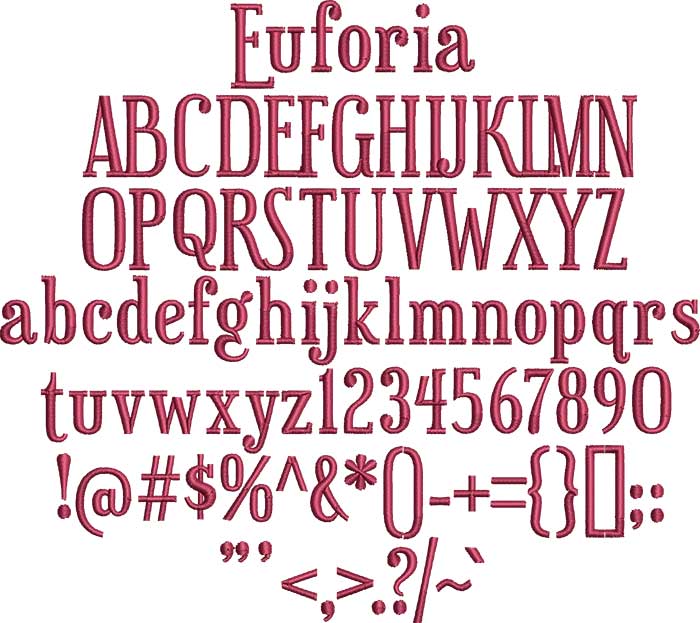 Euforia | Embroidery Legacy Euforia BX embroidery font