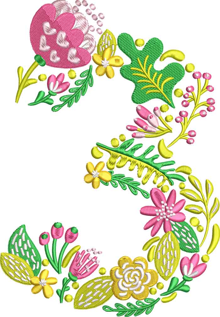 3 | Embroidery Legacy Summer Flowers Font 3 embroidery design