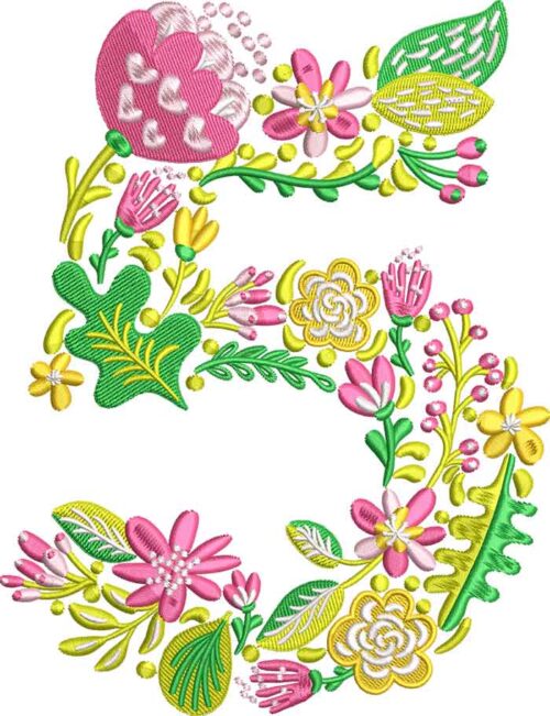 Summer Flowers Font 5 embroidery design
