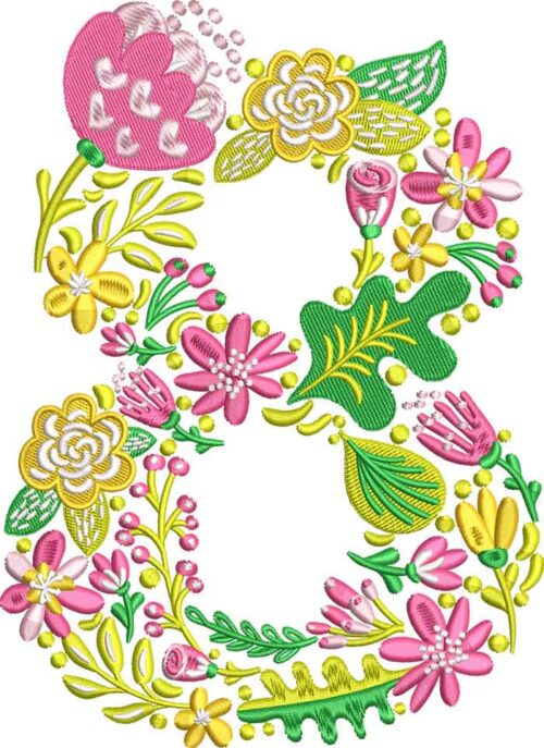 Summer Flowers Font 8 embroidery design