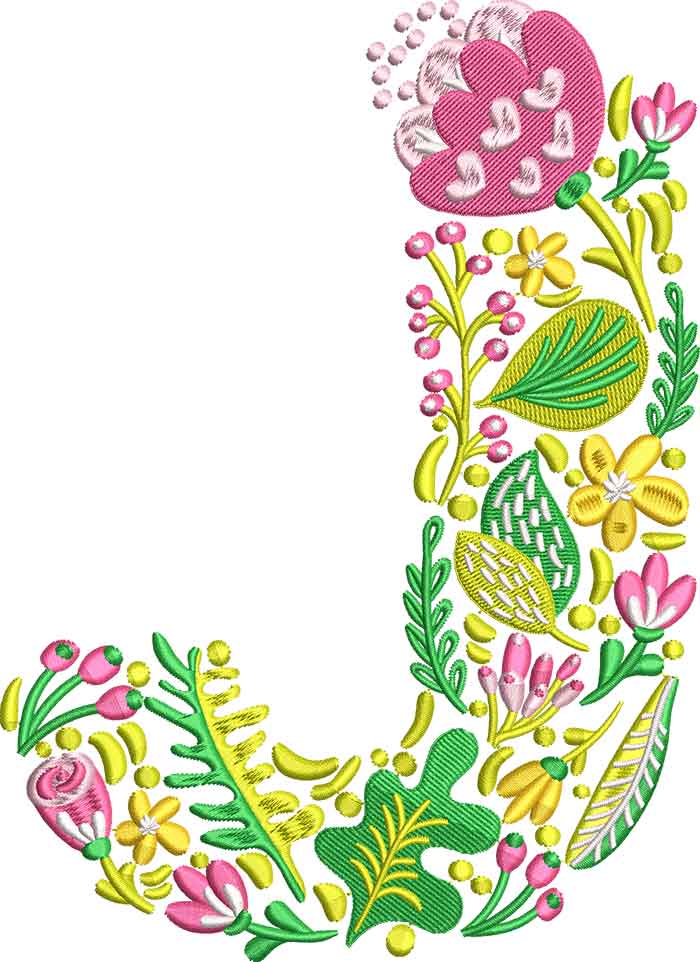 J | Embroidery Legacy Summer Flowers Font J embroidery design