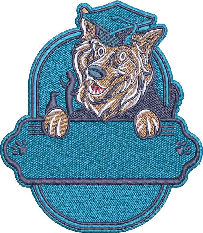 K-8260DogTrainingGrad_L | Embroidery Legacy Dog Training Grad Embroidery Design
