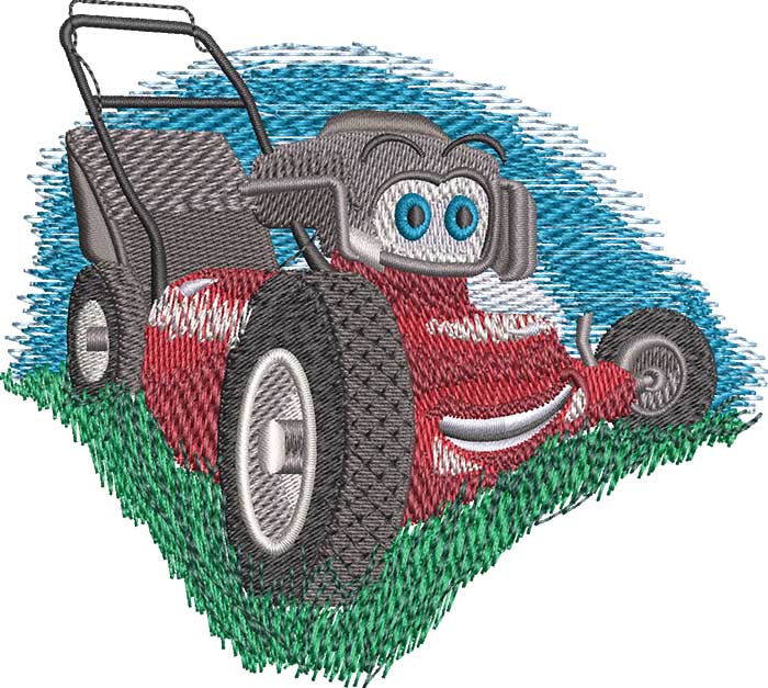 K-8281HappyMower_L | Embroidery Legacy Happy mower embroidery design