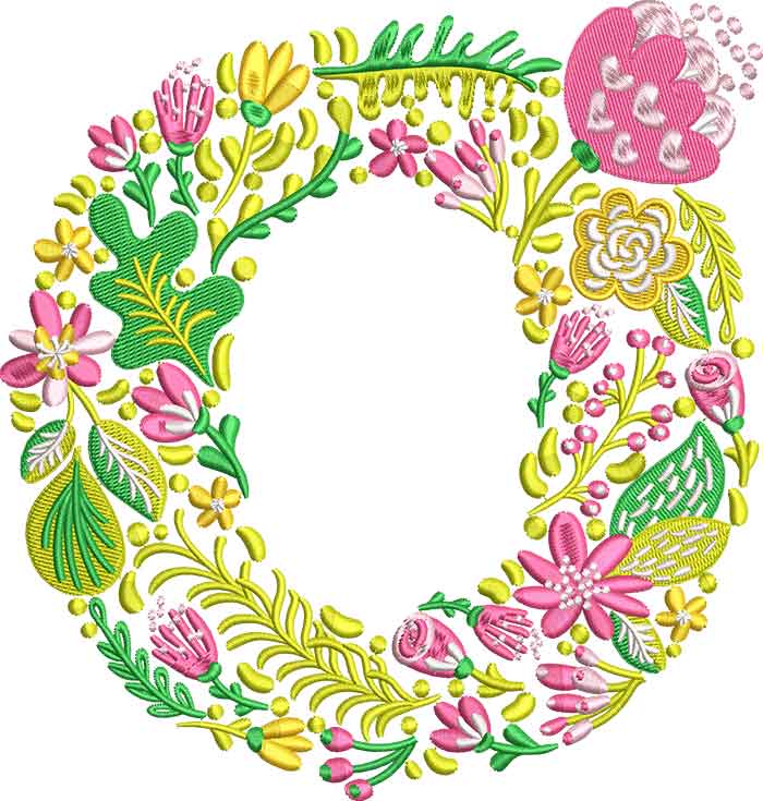 O | Embroidery Legacy Summer Flowers Font O embroidery design