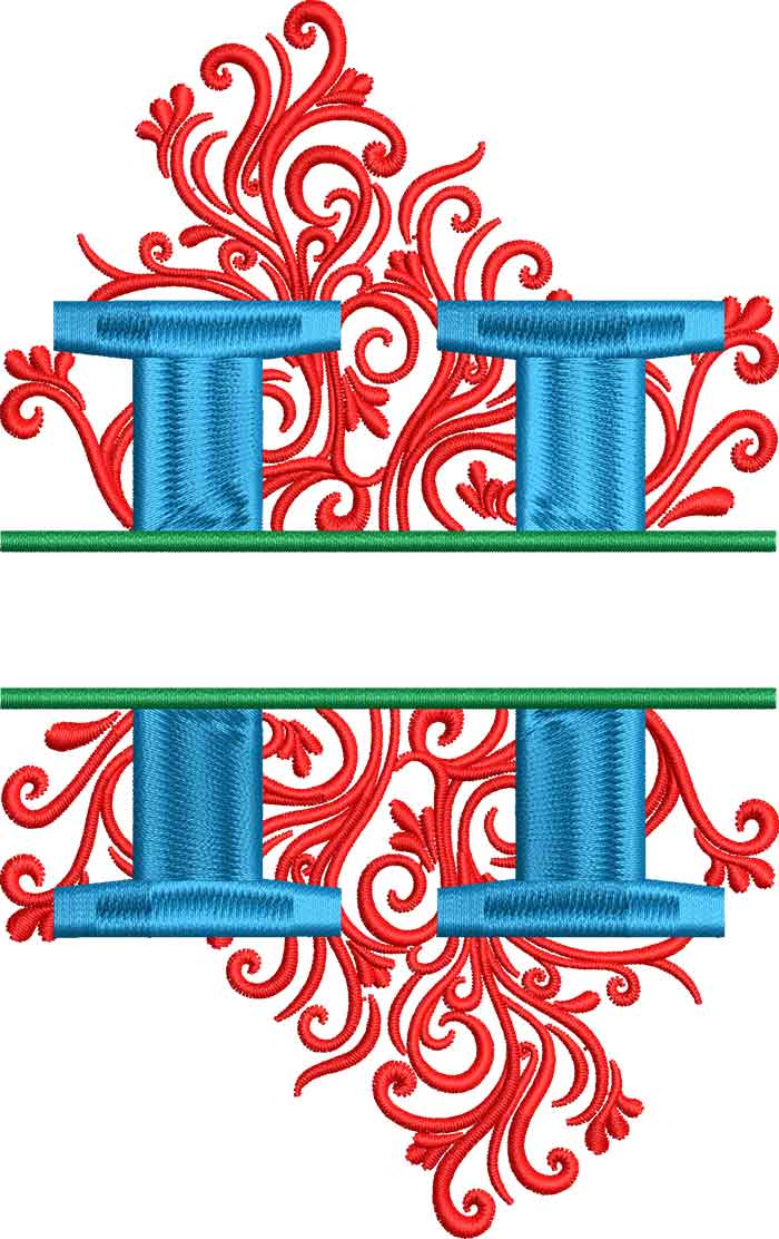 Split-Swirls-H | Embroidery Legacy split swirl monogram H embroidery design
