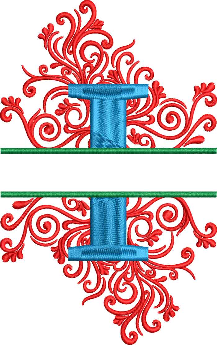 Split-Swirls-I | Embroidery Legacy split swirls monogram I embroidery design