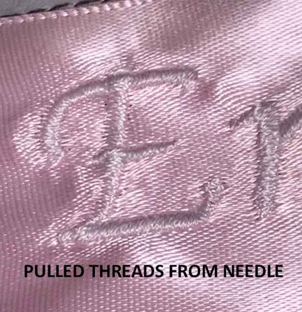 pulled threads on ribbon
