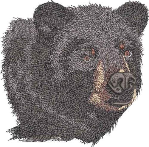 Majestic black bear embroidery design