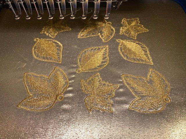 3d metallic leaves Embroidery Design