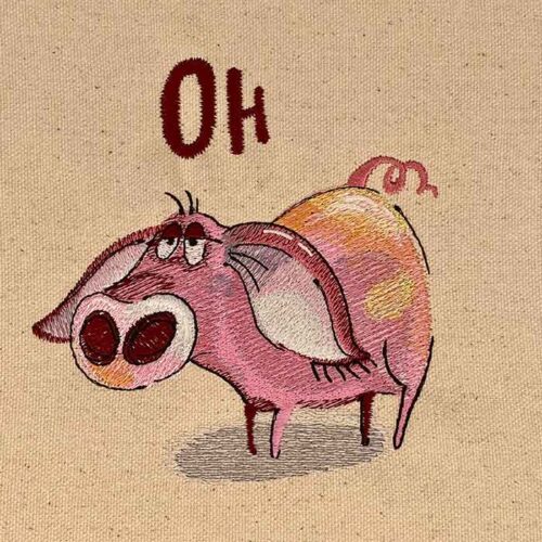 Funny pigs Oh embroidery design