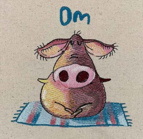 funny pigs Om embroidery design