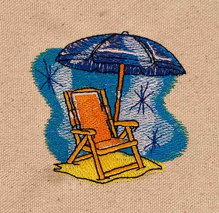 L-8473WatercolorBeachChair_sewout | Embroidery Legacy Water-colour beach chair embroidery design