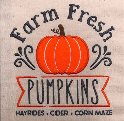Farm Fresh Pumpkins Embroidery Design