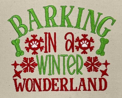 barking wonderland embroidery design