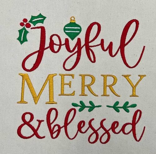 merry and blessed embroidery design