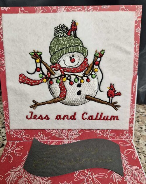 Snowman with lights Christmas card