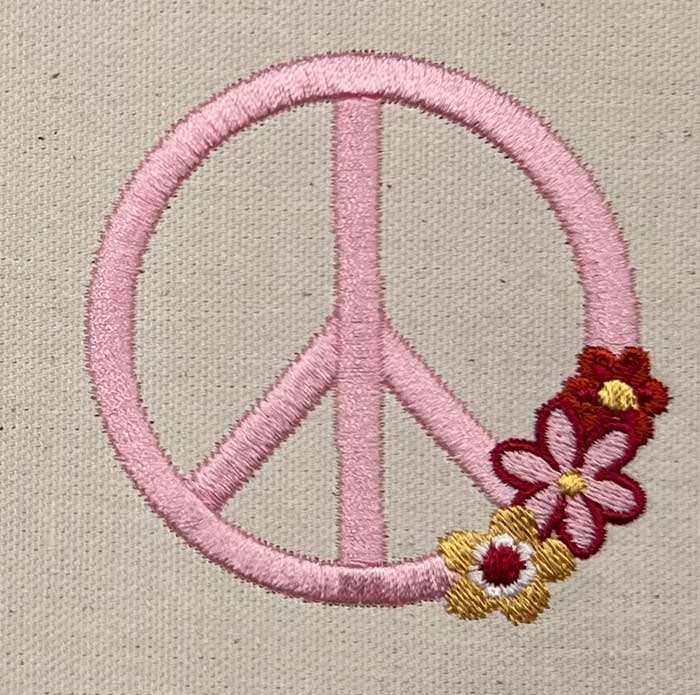 HippieArt1 | Embroidery Legacy Hippie Art 1 Symbol With Flowers Embroidery Design