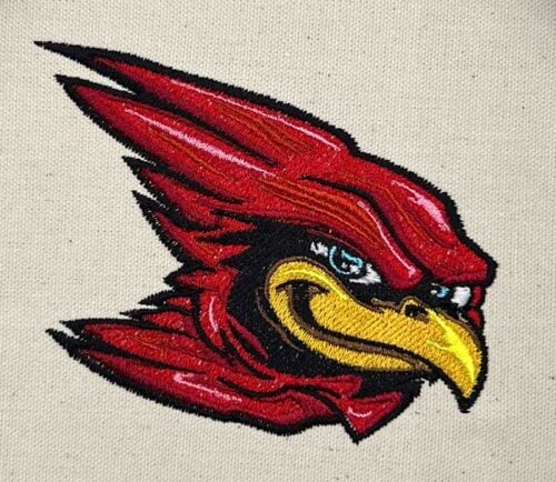 cardinal head mascot embroidery design