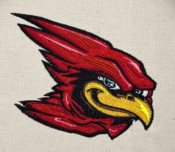 cardinal head mascot embroidery design
