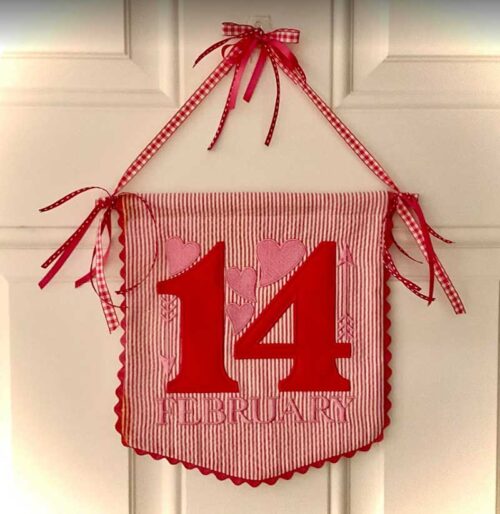 February 14 applique wall hanger