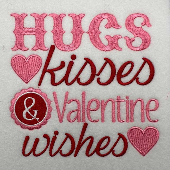 HugsKisseeswishes | Embroidery Legacy Hugs Kisses Valentine Wishes Embroidery Design