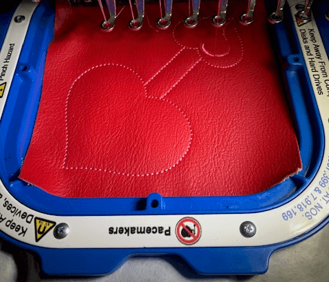 embroidering heart key chain