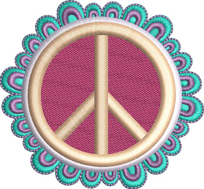 HippieArt5 | Embroidery Legacy Hippie Art peace symbol embroidery design