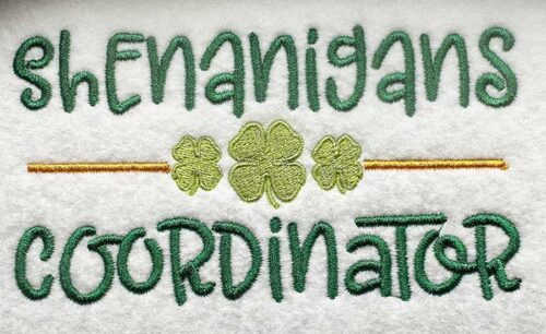 Shenanigans Coordinator embroidery design