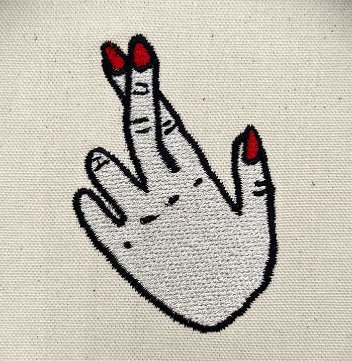 GG_FingersCrossed1 | Embroidery Legacy Grunge Girls fingers crossed embroidery design