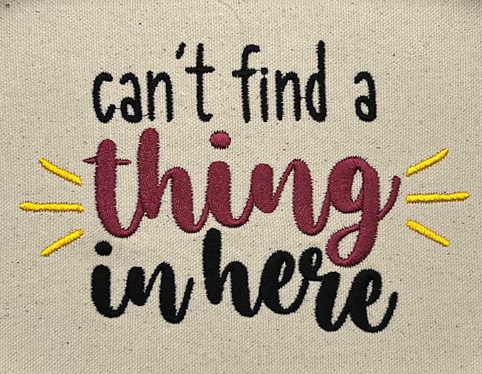 Totes1_1 | Embroidery Legacy can't find a thing embroidery design
