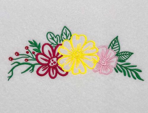 Floral Frame monogram flowers embroidery design