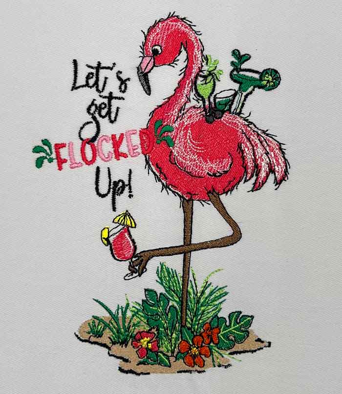 FlamingoFlockedUp | Embroidery Legacy Flamingo Flocked up embroidery design