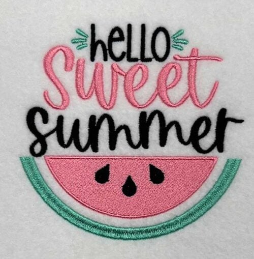 hello summer embroidery design